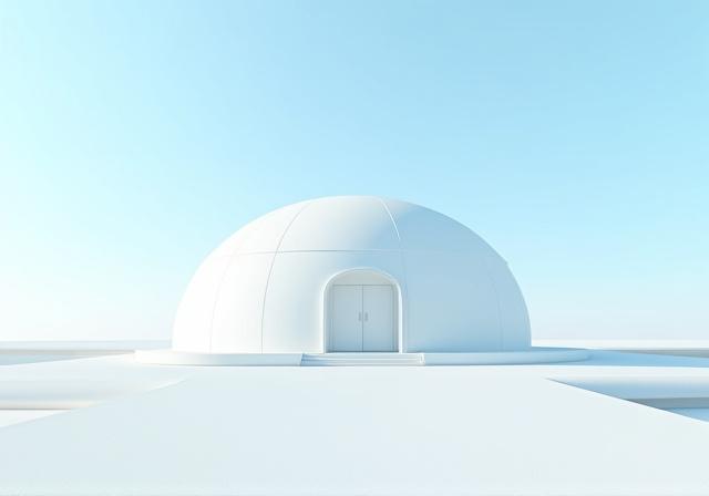 Architectural rendering of a modern, white observatory dome.